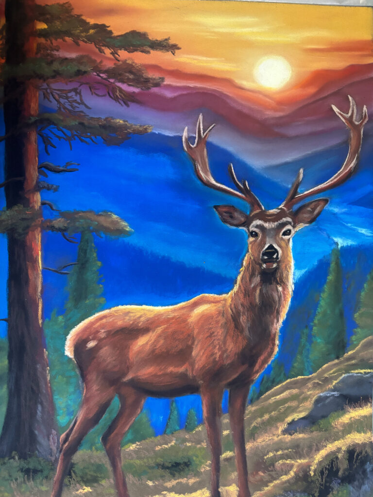 Dessin_pastels secs-cerf-soleil