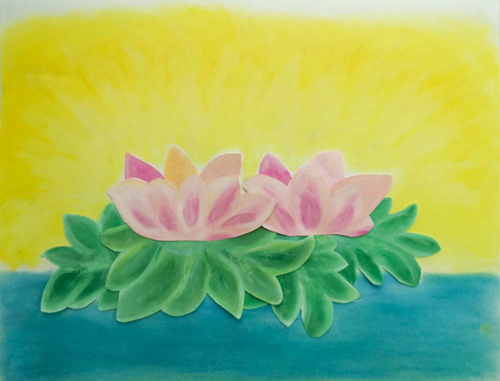 Dessin-pastels secs-Lotus-Qualités-Paix-féminin-symbolique-art-thérapie-évolutive